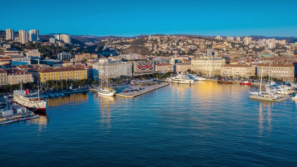 Picture taken on summer , 2019, shows panoramic view to Adriatic town Rijeka in western Croatia. City of Rijeka has been named European Capital of Culture 2020.