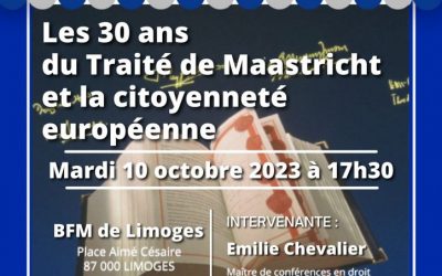 Café de l’Europe sur « Les 30 ans du traité de Maastricht et la citoyenneté européenne » – Limoges – 10 octobre 2023