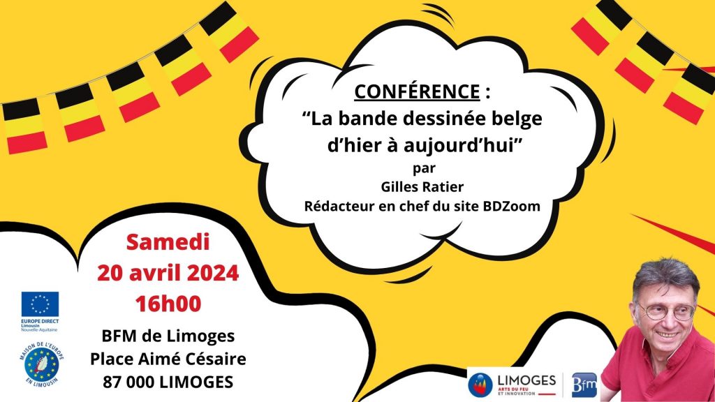 Conférence «La bande dessinée belge d’hier à aujourd’hui» – Limoges – samedi 20 avril 2024